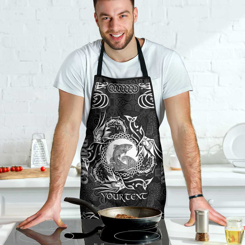 Personalized Cardiganshire Ceredigion Apron Black Leaping Salmon Celtic-inspired - Wonder Print Shop