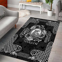 Personalized Cardiganshire Ceredigion Area Rug Black Leaping Salmon Celtic-inspired - Wonder Print Shop