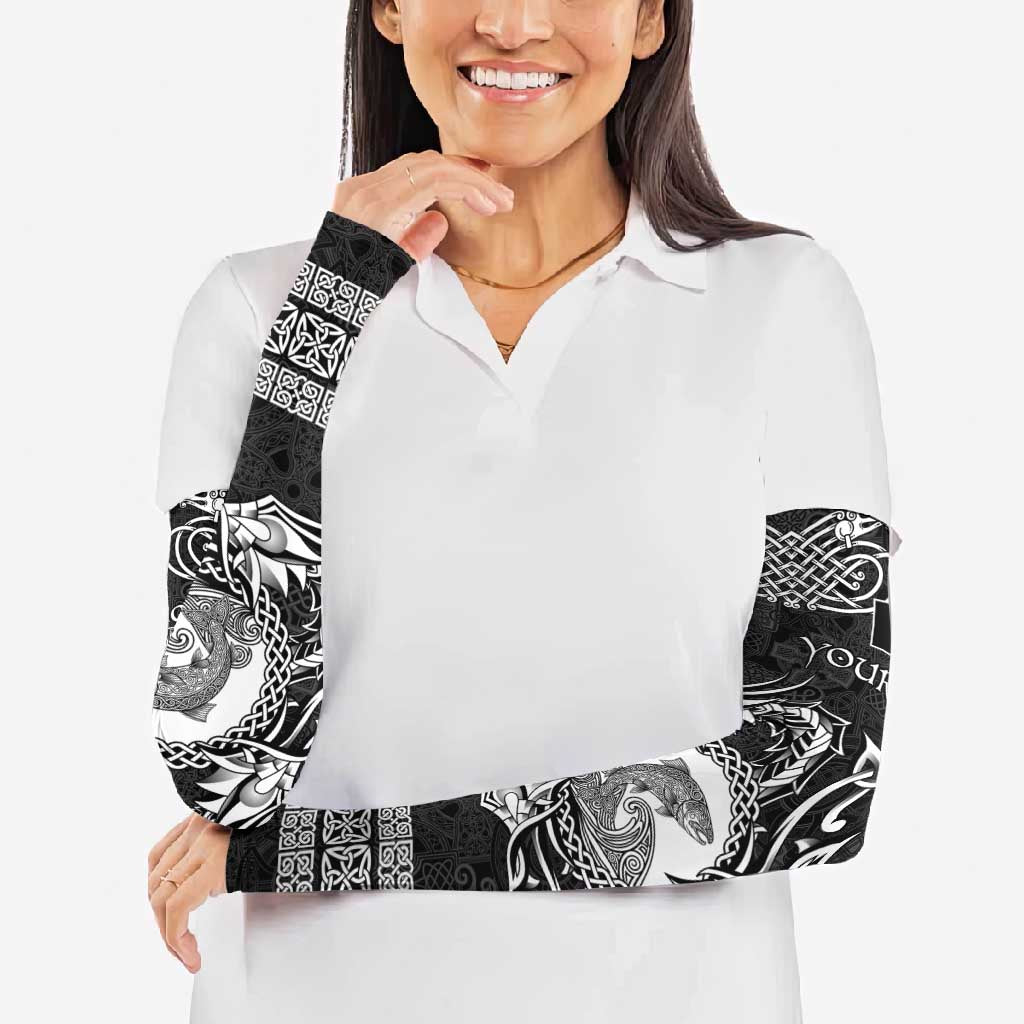 Personalized Cardiganshire Ceredigion Arm Sleeves Black Leaping Salmon Celtic-inspired - Wonder Print Shop