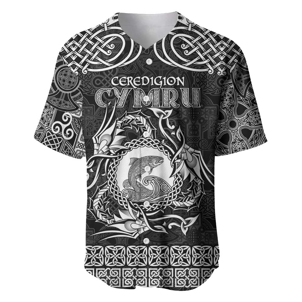 Personalized Cardiganshire Ceredigion Baseball Jersey Black Leaping Salmon Celtic-inspired - Wonder Print Shop
