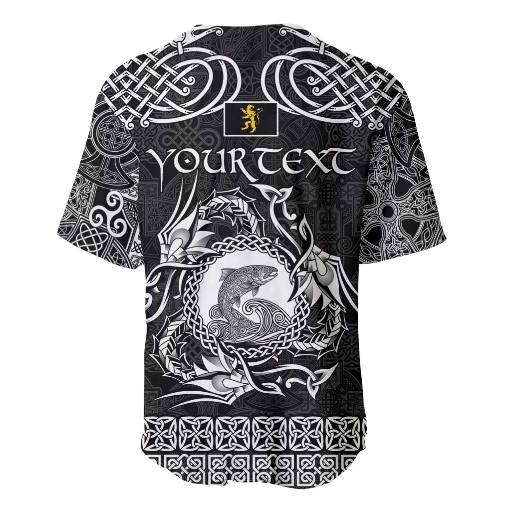 Personalized Cardiganshire Ceredigion Baseball Jersey Black Leaping Salmon Celtic-inspired - Wonder Print Shop