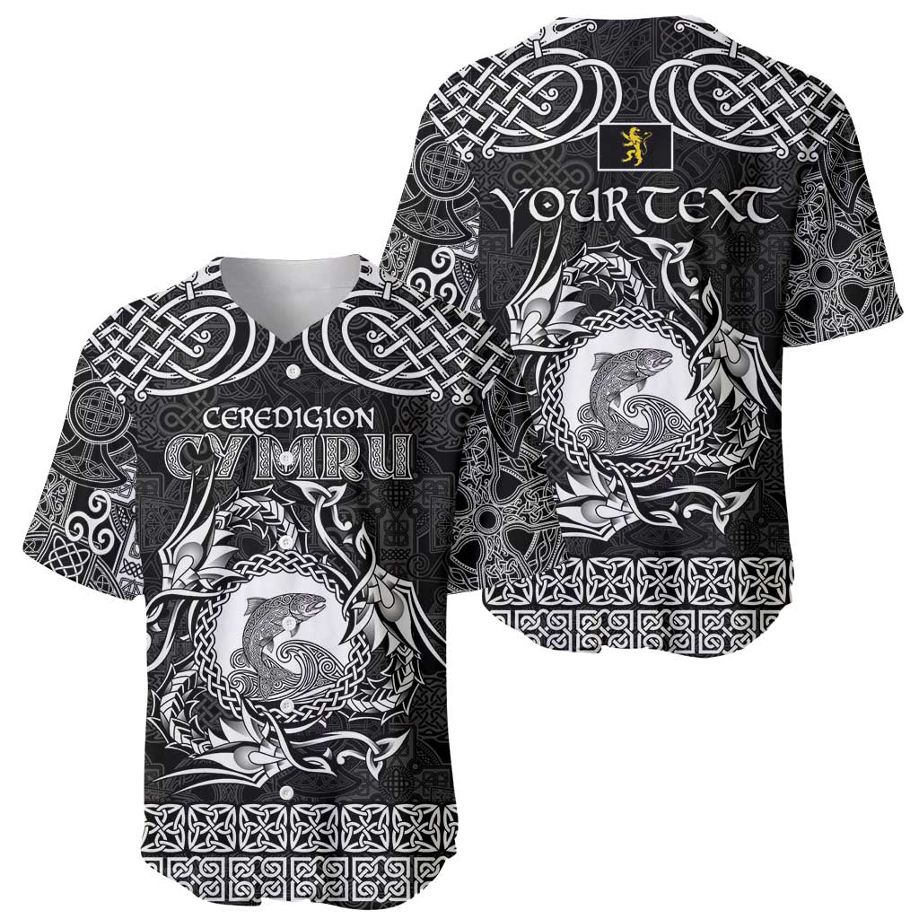 Personalized Cardiganshire Ceredigion Baseball Jersey Black Leaping Salmon Celtic-inspired - Wonder Print Shop