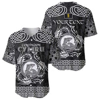 Personalized Cardiganshire Ceredigion Baseball Jersey Black Leaping Salmon Celtic-inspired - Wonder Print Shop
