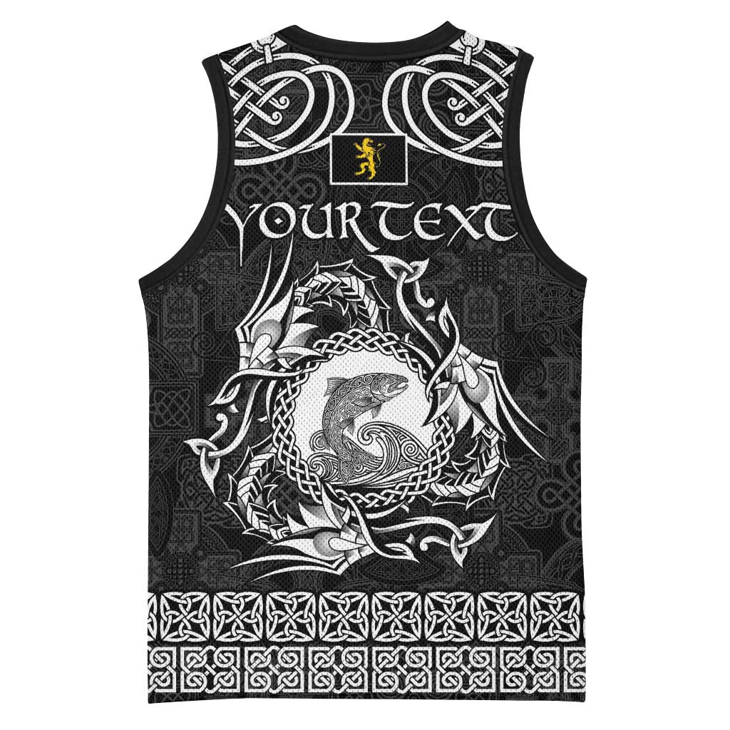 Personalized Cardiganshire Ceredigion Basketball Jersey Black Leaping Salmon Celtic-inspired - Wonder Print Shop