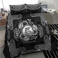 Personalized Cardiganshire Ceredigion Bedding Set Black Leaping Salmon Celtic-inspired - Wonder Print Shop