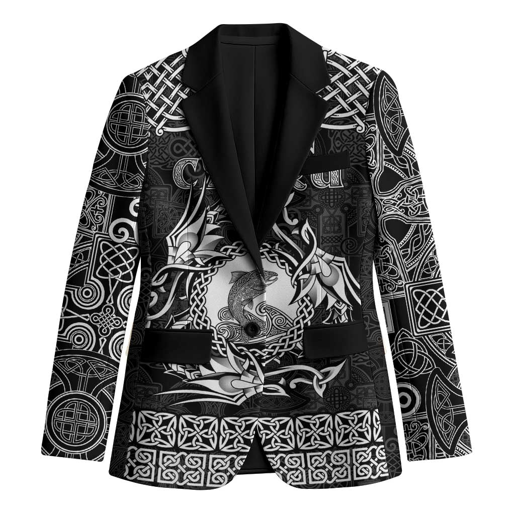 Personalized Cardiganshire Ceredigion Blazer Black Leaping Salmon Celtic-inspired - Wonder Print Shop