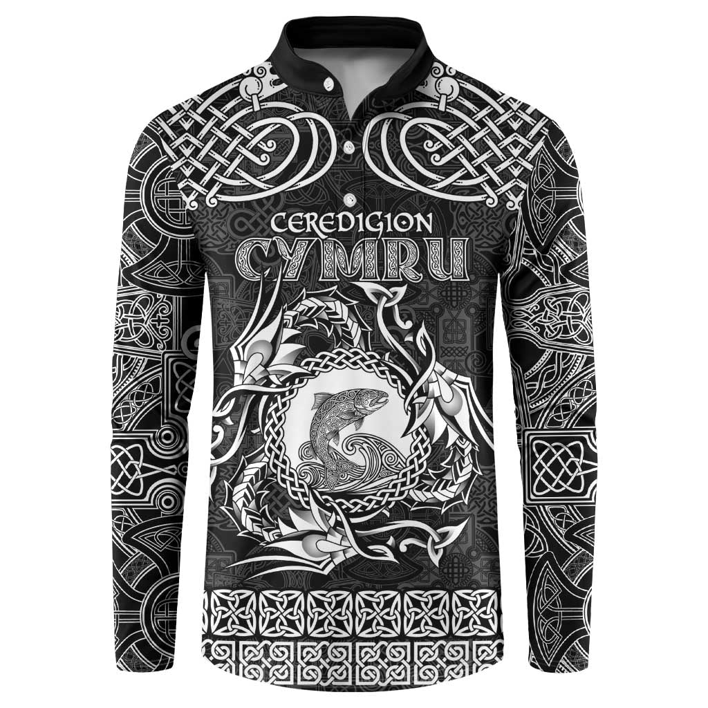 Personalized Cardiganshire Ceredigion Button Sweatshirt Black Leaping Salmon Celtic-inspired - Wonder Print Shop