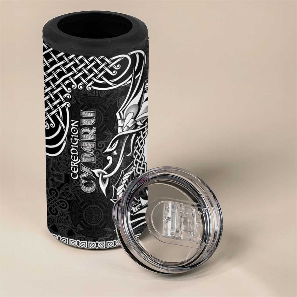 Personalized Cardiganshire Ceredigion 4 in 1 Can Cooler Tumbler Black Leaping Salmon Celtic-inspired - Wonder Print Shop