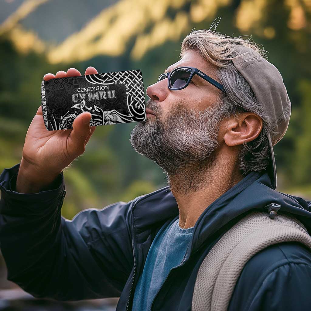 Personalized Cardiganshire Ceredigion 4 in 1 Can Cooler Tumbler Black Leaping Salmon Celtic-inspired - Wonder Print Shop