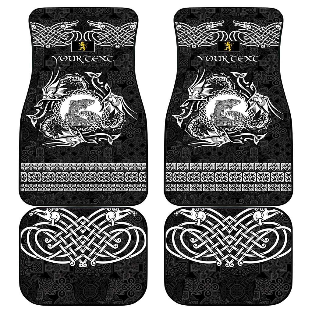 Personalized Cardiganshire Ceredigion Car Mats Black Leaping Salmon Celtic-inspired - Wonder Print Shop