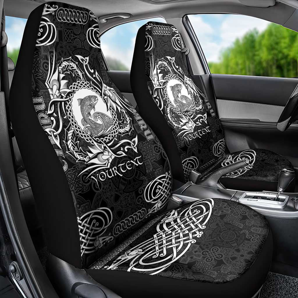 Personalized Cardiganshire Ceredigion Car Seat Cover Black Leaping Salmon Celtic-inspired - Wonder Print Shop