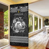 Personalized Cardiganshire Ceredigion Door Cover Black Leaping Salmon Celtic-inspired - Wonder Print Shop