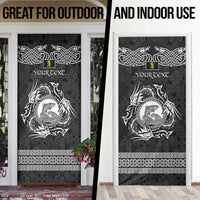 Personalized Cardiganshire Ceredigion Door Cover Black Leaping Salmon Celtic-inspired - Wonder Print Shop