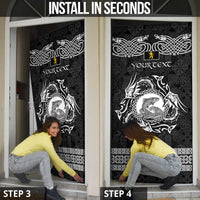 Personalized Cardiganshire Ceredigion Door Cover Black Leaping Salmon Celtic-inspired - Wonder Print Shop