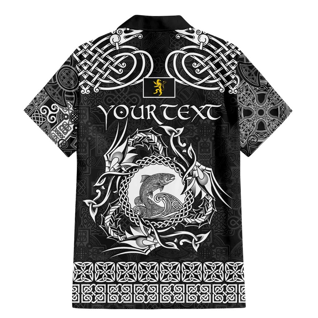 Personalized Cardiganshire Ceredigion Family Matching Mermaid Dress and Hawaiian Shirt Black Leaping Salmon Celtic-inspired - Wonder Print Shop