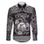 Personalized Cardiganshire Ceredigion Family Matching Off The Shoulder Long Sleeve Dress and Hawaiian Shirt Black Leaping Salmon Celtic-inspired - Wonder Print Shop