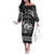 Personalized Cardiganshire Ceredigion Family Matching Off The Shoulder Long Sleeve Dress and Hawaiian Shirt Black Leaping Salmon Celtic-inspired - Wonder Print Shop