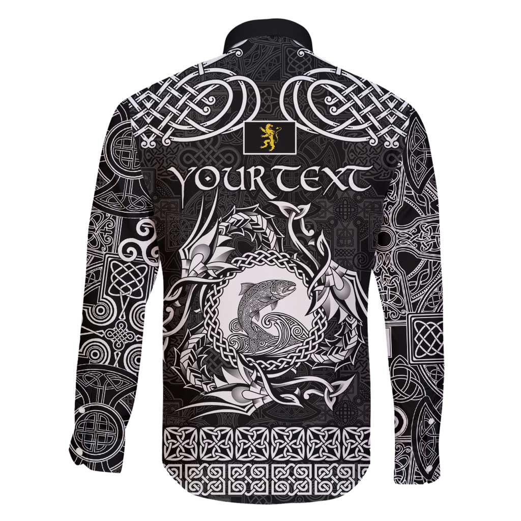 Personalized Cardiganshire Ceredigion Family Matching Puletasi and Hawaiian Shirt Black Leaping Salmon Celtic-inspired - Wonder Print Shop