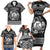 Personalized Cardiganshire Ceredigion Family Matching Short Sleeve Bodycon Dress and Hawaiian Shirt Black Leaping Salmon Celtic-inspired - Wonder Print Shop
