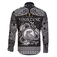 Personalized Cardiganshire Ceredigion Family Matching Short Sleeve Bodycon Dress and Hawaiian Shirt Black Leaping Salmon Celtic-inspired - Wonder Print Shop