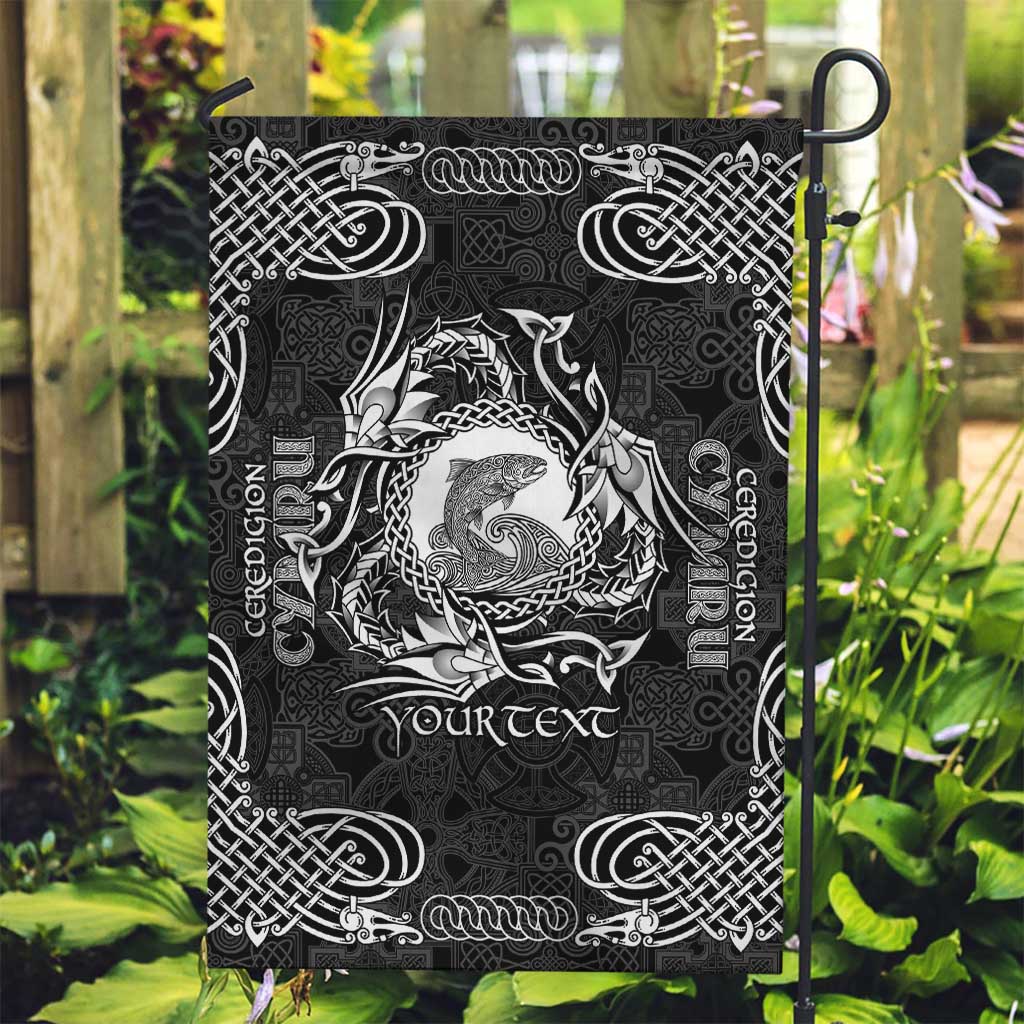 Personalized Cardiganshire Ceredigion Garden Flag Black Leaping Salmon Celtic-inspired - Wonder Print Shop
