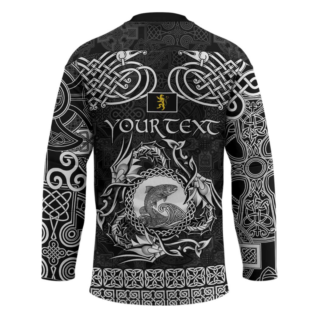 Personalized Cardiganshire Ceredigion Hockey Jersey Black Leaping Salmon Celtic-inspired - Wonder Print Shop