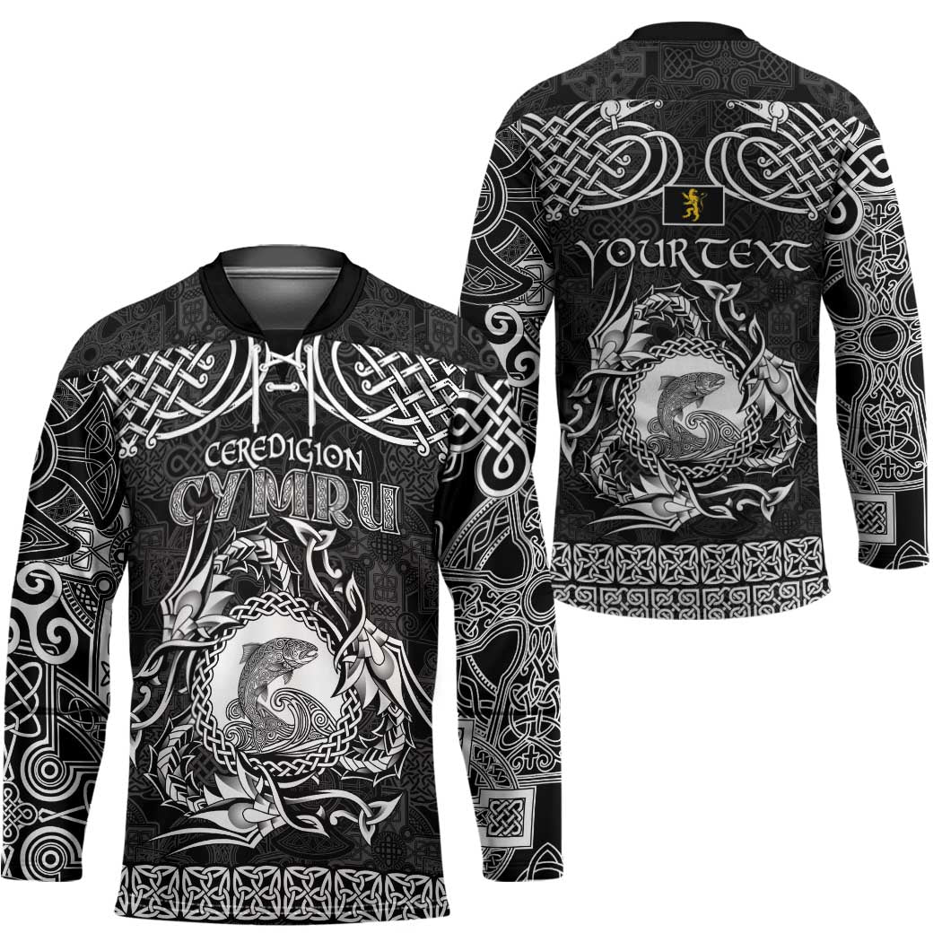 Personalized Cardiganshire Ceredigion Hockey Jersey Black Leaping Salmon Celtic-inspired - Wonder Print Shop