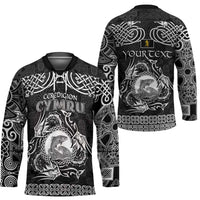 Personalized Cardiganshire Ceredigion Hockey Jersey Black Leaping Salmon Celtic-inspired - Wonder Print Shop