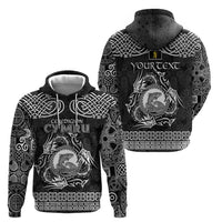 Personalized Cardiganshire Ceredigion Hoodie Black Leaping Salmon Celtic-inspired - Wonder Print Shop