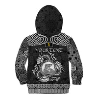 Personalized Cardiganshire Ceredigion Kid Hoodie Black Leaping Salmon Celtic-inspired - Wonder Print Shop