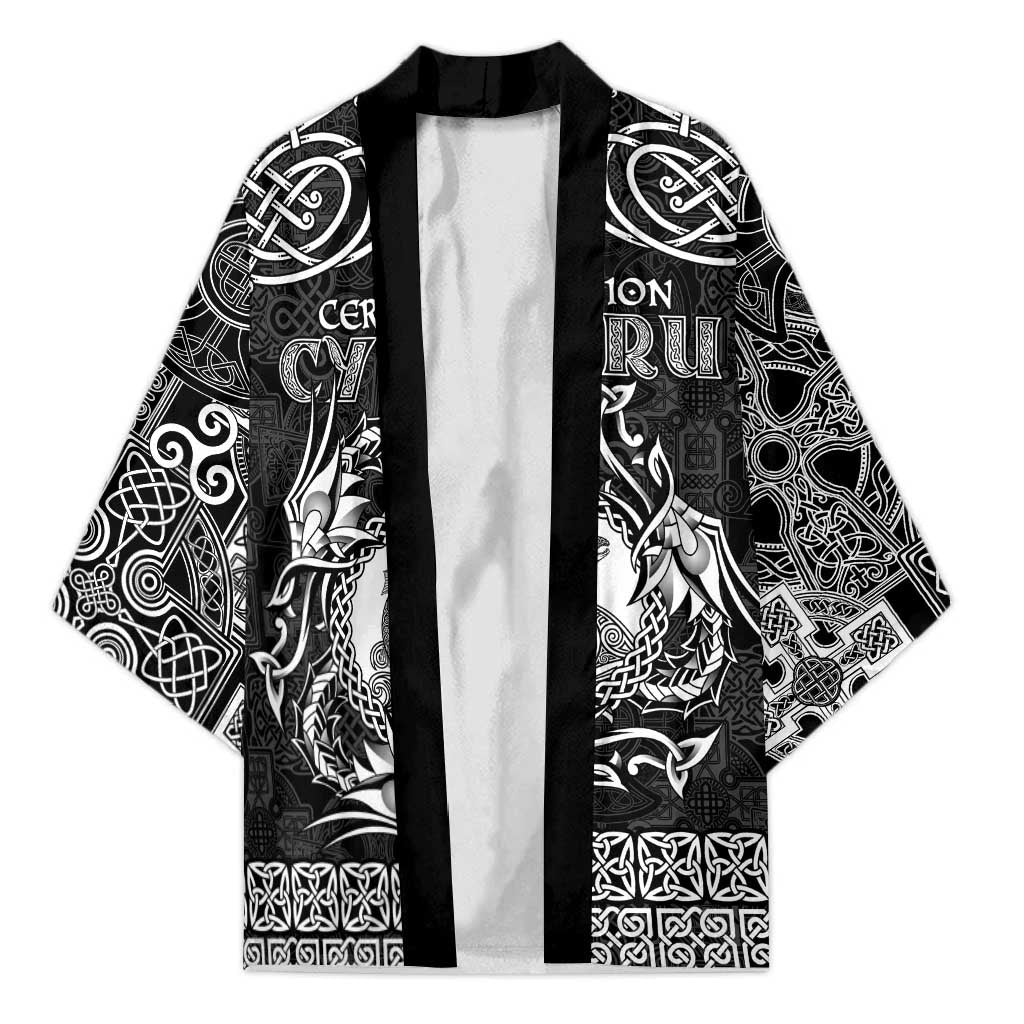 Personalized Cardiganshire Ceredigion Kimono Black Leaping Salmon Celtic-inspired - Wonder Print Shop