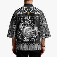 Personalized Cardiganshire Ceredigion Kimono Black Leaping Salmon Celtic-inspired - Wonder Print Shop