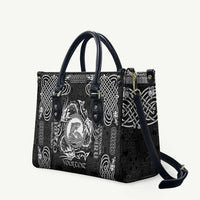 Personalized Cardiganshire Ceredigion Leather Bag Black Leaping Salmon Celtic-inspired - Wonder Print Shop
