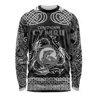 Personalized Cardiganshire Ceredigion Long Sleeve Shirt Black Leaping Salmon Celtic-inspired - Wonder Print Shop