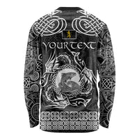 Personalized Cardiganshire Ceredigion Long Sleeve Shirt Black Leaping Salmon Celtic-inspired - Wonder Print Shop