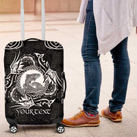 Personalized Cardiganshire Ceredigion Luggage Cover Black Leaping Salmon Celtic-inspired - Wonder Print Shop