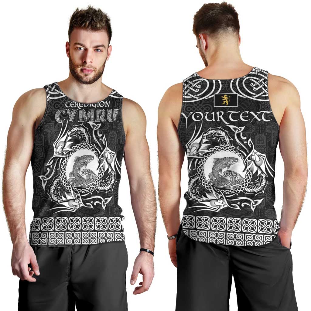 Personalized Cardiganshire Ceredigion Men Tank Top Black Leaping Salmon Celtic-inspired - Wonder Print Shop
