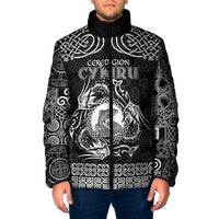 Personalized Cardiganshire Ceredigion Padded Jacket Black Leaping Salmon Celtic-inspired - Wonder Print Shop