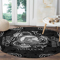 Personalized Cardiganshire Ceredigion Round Carpet Black Leaping Salmon Celtic-inspired - Wonder Print Shop