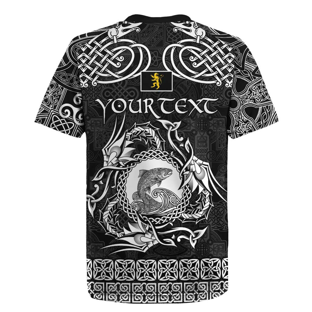 Personalized Cardiganshire Ceredigion Rugby Jersey Black Leaping Salmon Celtic-inspired - Wonder Print Shop