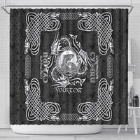 Personalized Cardiganshire Ceredigion Shower Curtain Black Leaping Salmon Celtic-inspired - Wonder Print Shop