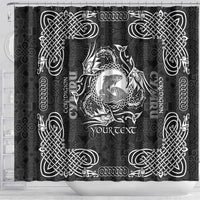 Personalized Cardiganshire Ceredigion Shower Curtain Black Leaping Salmon Celtic-inspired - Wonder Print Shop