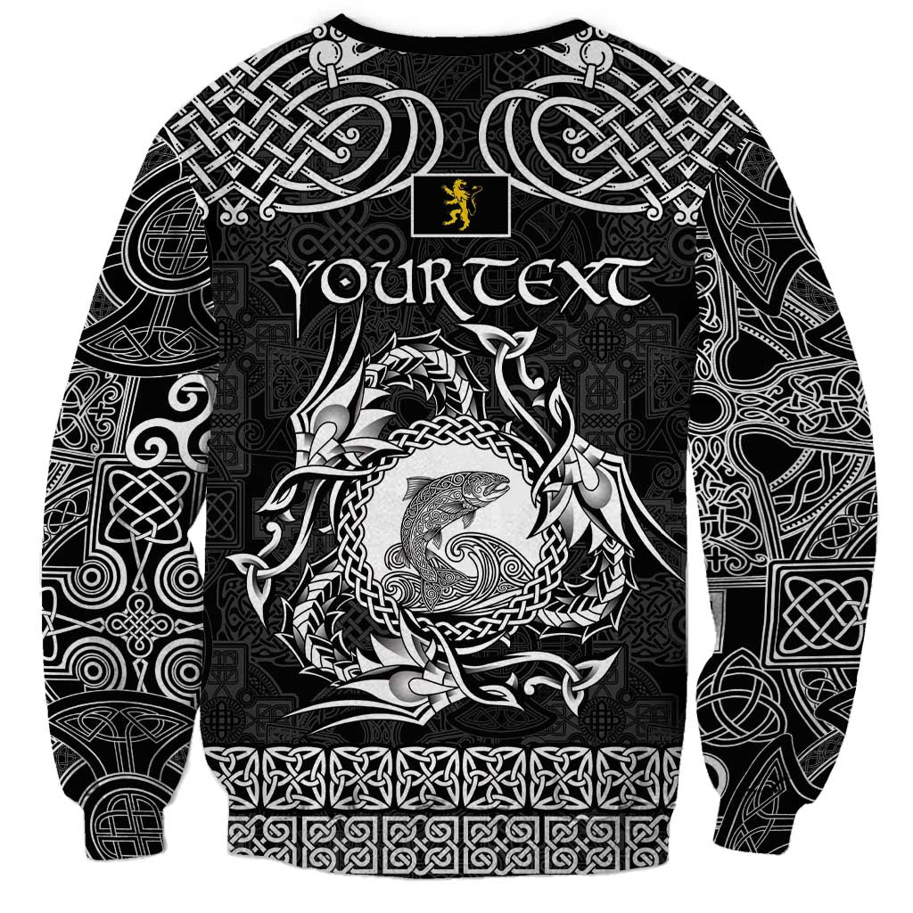 Personalized Cardiganshire Ceredigion Sweatshirt Black Leaping Salmon Celtic-inspired - Wonder Print Shop