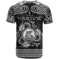 Personalized Cardiganshire Ceredigion T Shirt Black Leaping Salmon Celtic-inspired - Wonder Print Shop