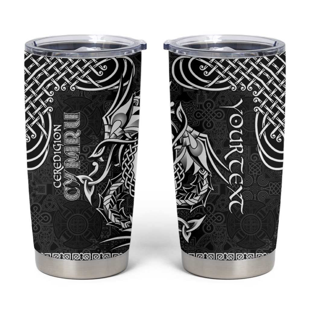 Personalized Cardiganshire Ceredigion Tumbler Cup Black Leaping Salmon Celtic-inspired - Wonder Print Shop