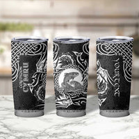 Personalized Cardiganshire Ceredigion Tumbler Cup Black Leaping Salmon Celtic-inspired - Wonder Print Shop