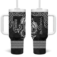 Personalized Cardiganshire Ceredigion Tumbler With Handle Black Leaping Salmon Celtic-inspired - Wonder Print Shop