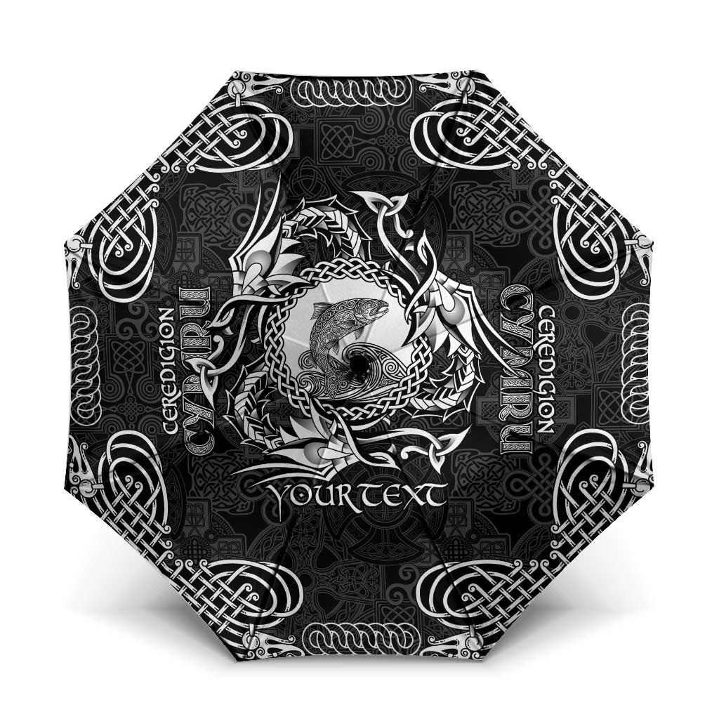 Personalized Cardiganshire Ceredigion Umbrella Black Leaping Salmon Celtic-inspired - Wonder Print Shop