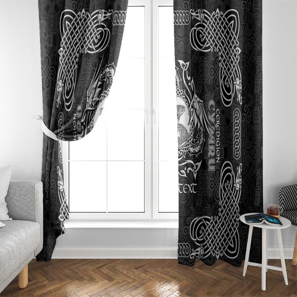 Personalized Cardiganshire Ceredigion Window Curtain Black Leaping Salmon Celtic-inspired - Wonder Print Shop