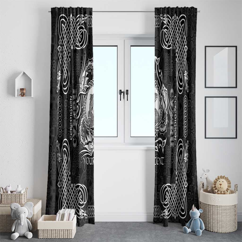 Personalized Cardiganshire Ceredigion Window Curtain Black Leaping Salmon Celtic-inspired - Wonder Print Shop